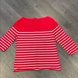 a new day Red and White Striped Long Sleeve Top